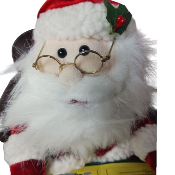 Santa Claus Story Telling Seated With In Brown Chair With Book & Glasses - Picture 8 of 9